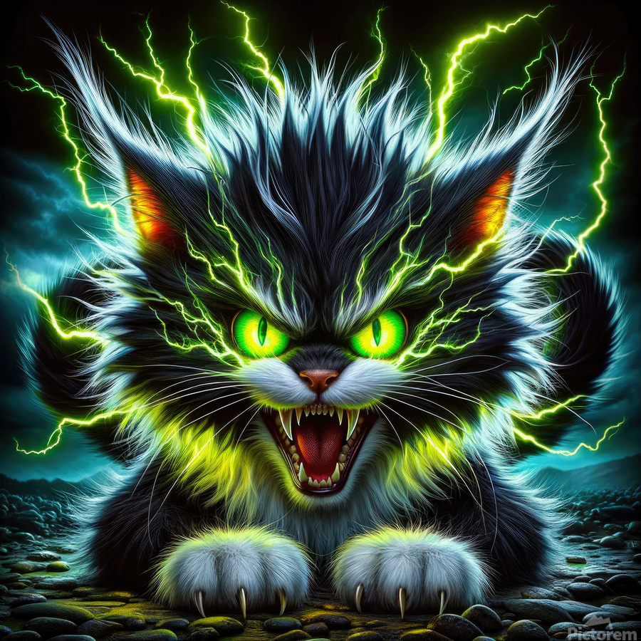 Crazy angry cat 01 Furious by Matthias Hauser Wall Art
