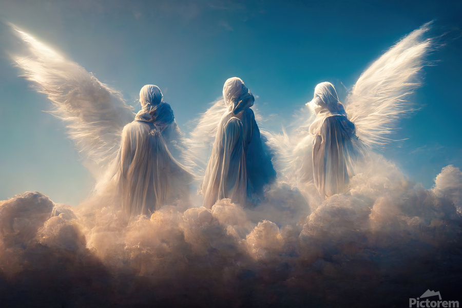 Angel on clouds in Heaven 02 by Matthias Hauser Wall Art