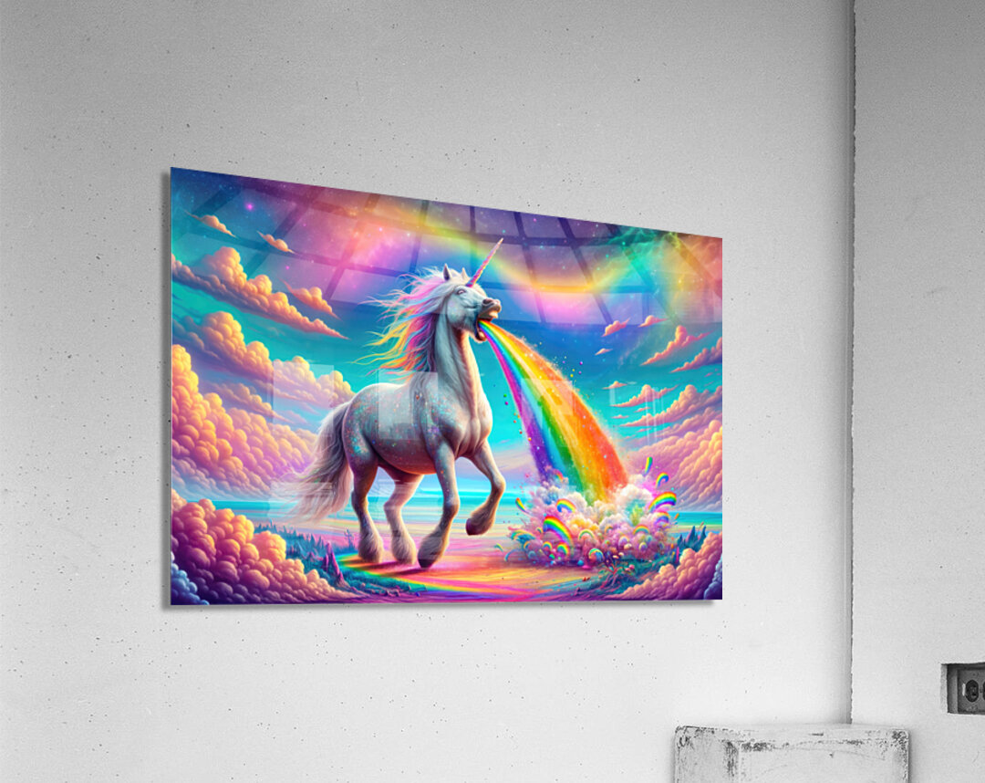 Unicorn Puking Rainbow Colors 02 by Matthias Hauser Wall Art
