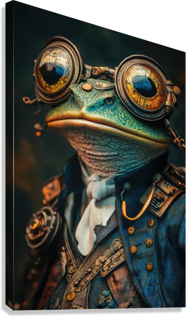 Steampunk Frog Adventurer Canvas Print