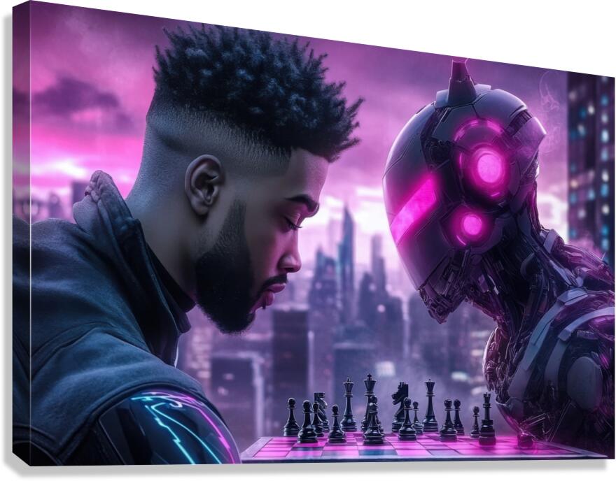 Cyber Chess Strategy Showdown Canvas Print