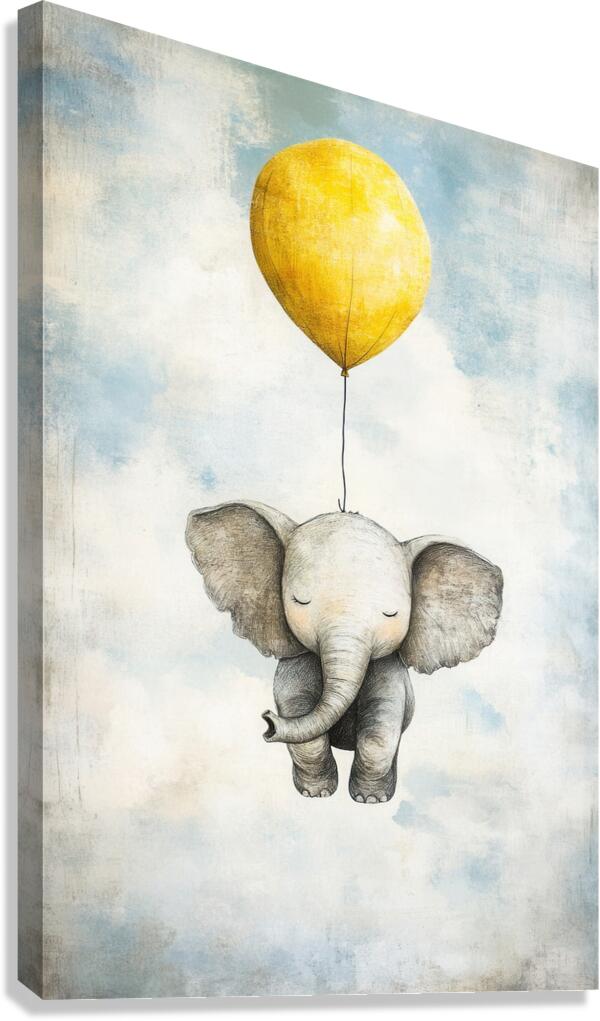 Whimsical Floating Elephant 01 Canvas Print