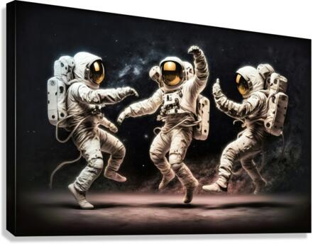 Outer Space Party 01 Dancing Astronauts Canvas Print
