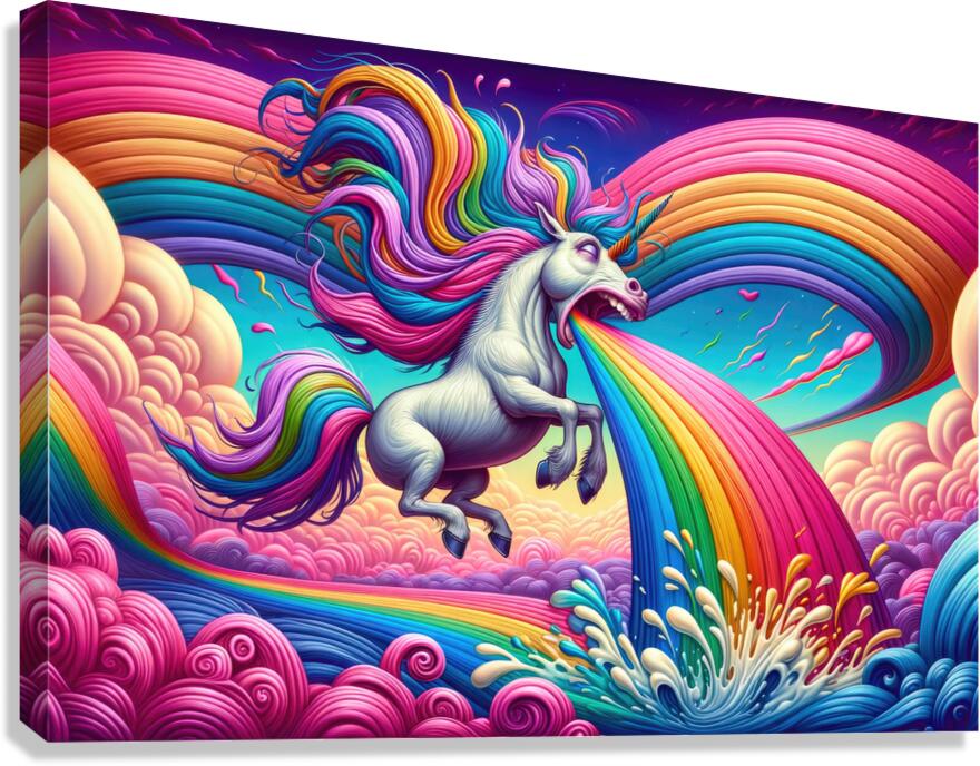 Unicorn Puking Rainbow Colors 01 by Matthias Hauser Wall Art