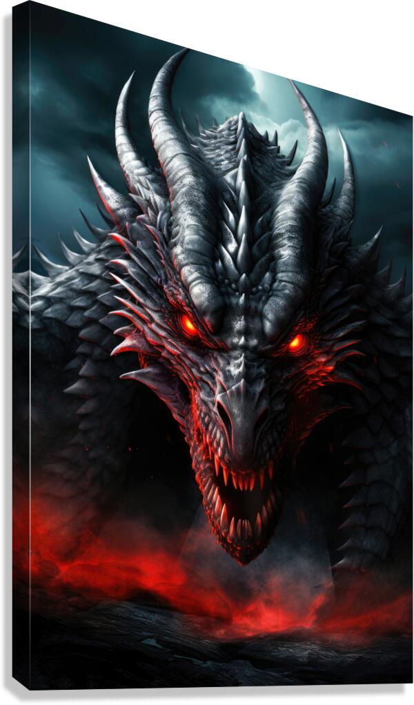 Dark Dragon Portrait 01 Canvas Print