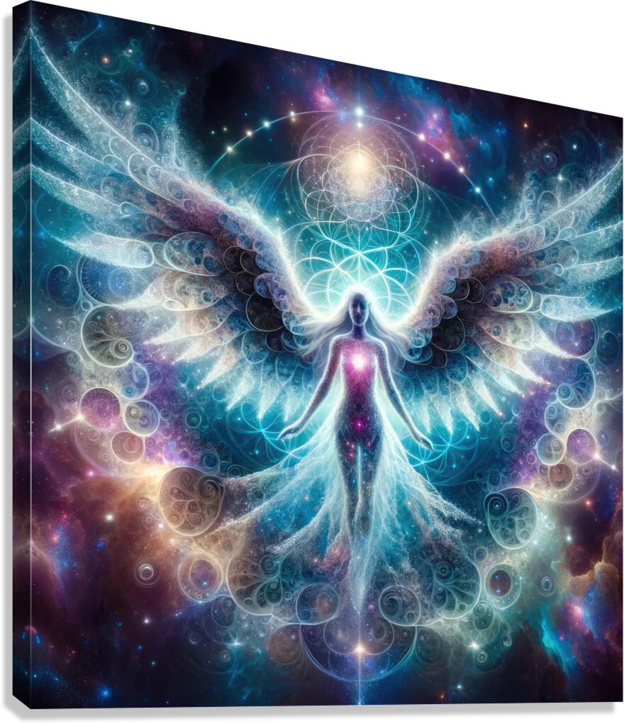 Spiritual Cosmic Fractal Angel 01 by Matthias Hauser Wall Art