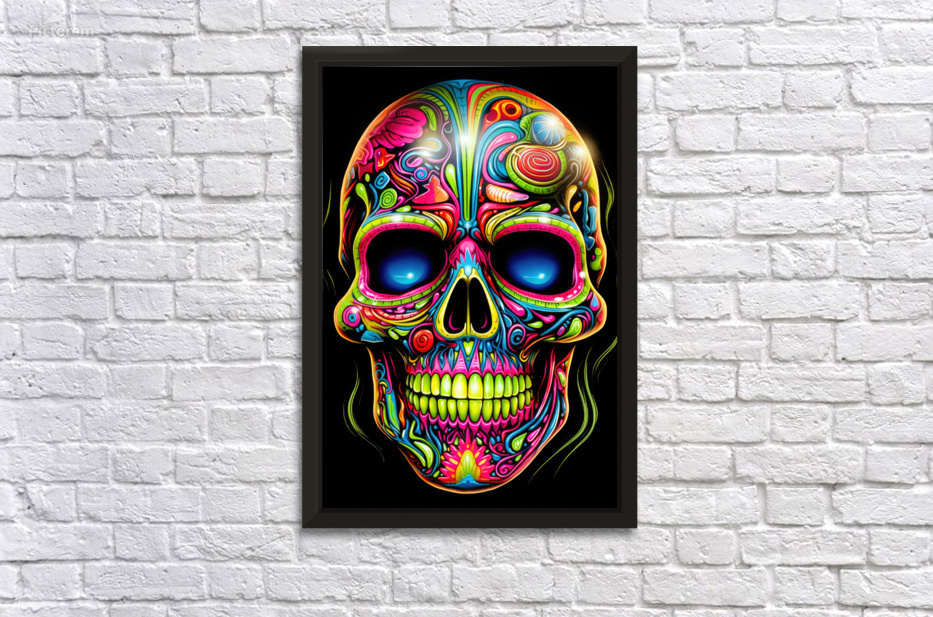 Neon Skull 01 Psychedelic Colors by Matthias Hauser Wall Art