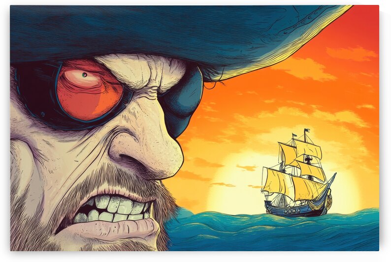 Fierce Pirate and Sailing Ship by Matthias Hauser