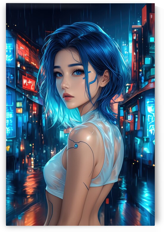 Cyber Glance - Blue-Haired Woman by Matthias Hauser