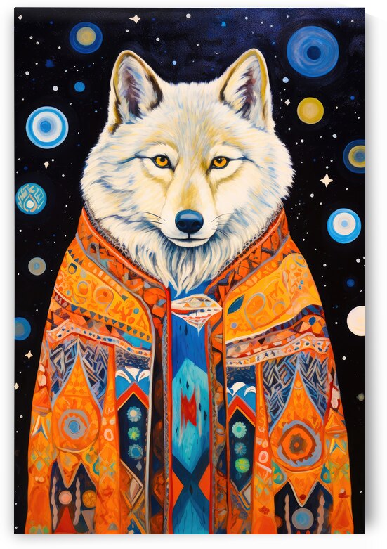 Tribal Animal Art 09 White Wolf by Matthias Hauser