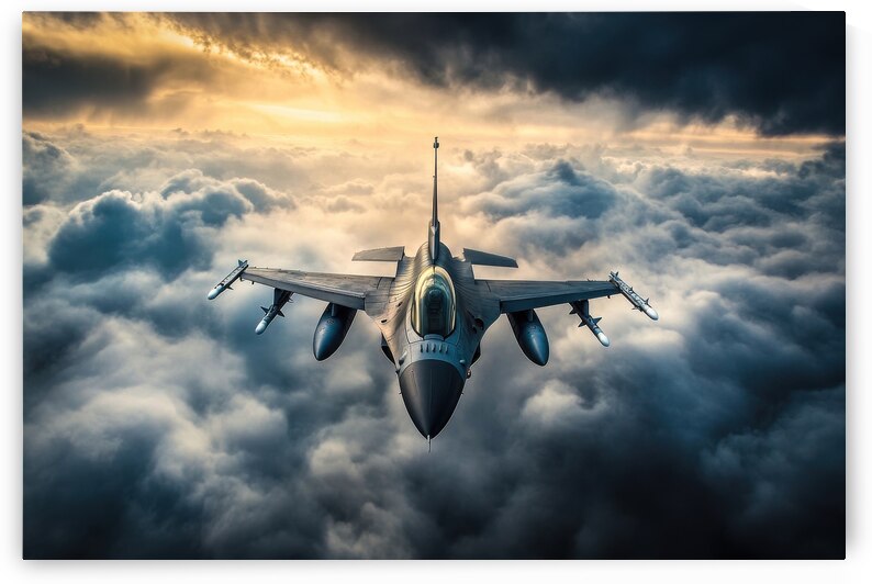 F16 Fighter Jet and Dramatic Clouds by Matthias Hauser