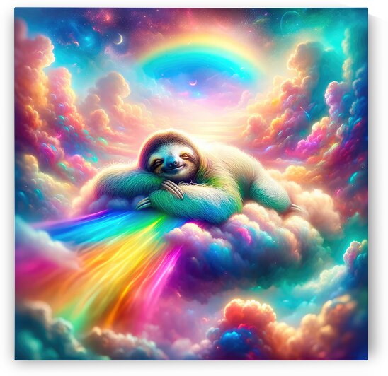 Sloth relaxing on psychedelic clouds 01 by Matthias Hauser