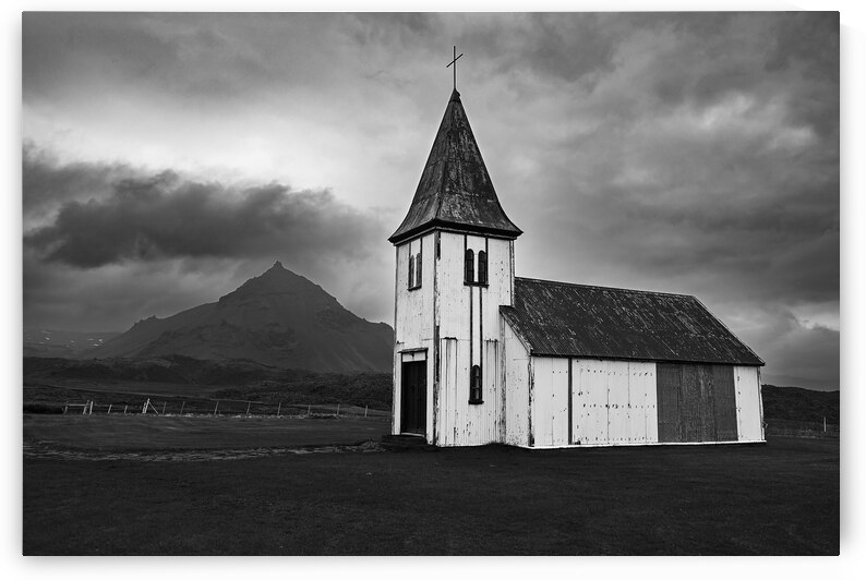Hellnarkirkja Church in Iceland Black and White by Matthias Hauser