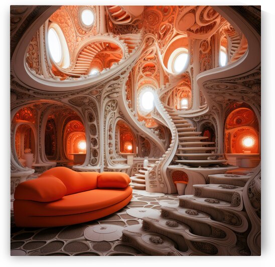 Inside a Fractal 07 Red Living Room by Matthias Hauser