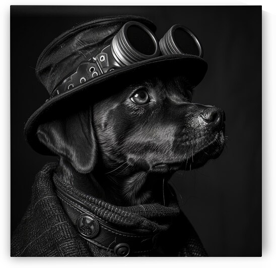 Steampunk Dog Black and White 01 by Matthias Hauser
