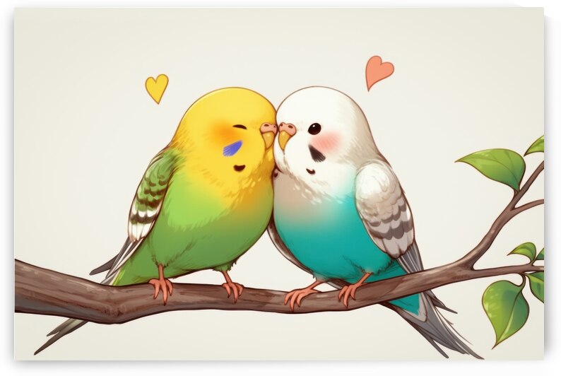 Budgie Love Happy Birds by Matthias Hauser