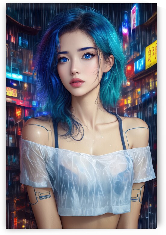 Cyberpunk Woman in the Rain 01 by Matthias Hauser