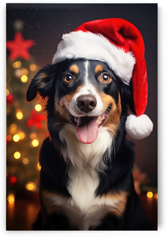 Christmas Dog with Santa Hat 02 by Matthias Hauser