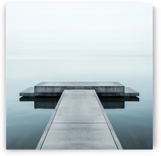 Symmetry - Minimalist Dock in Tranquil Waters by Matthias Hauser