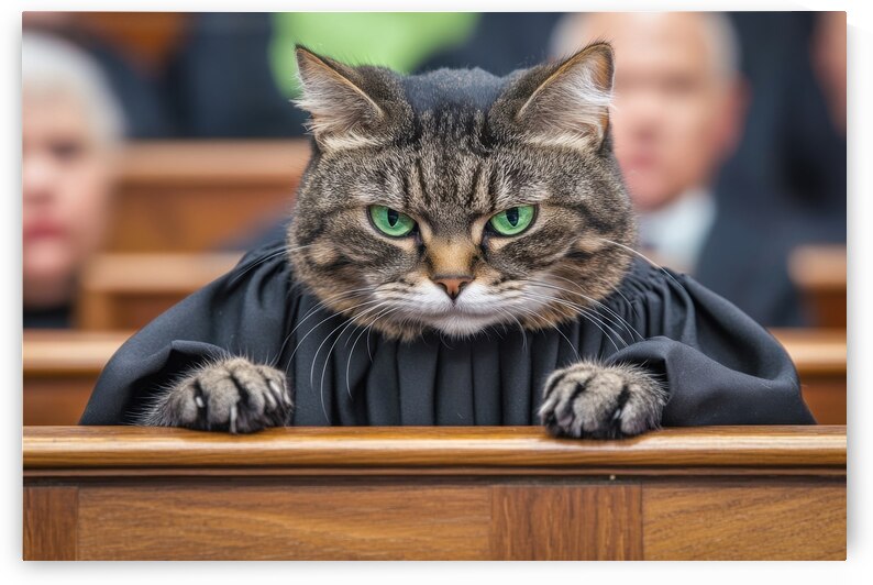 Funny Cat Art - The Honorable Feline Judge by Matthias Hauser