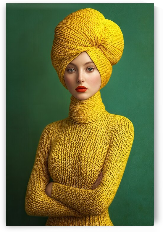 Elegant Woman covered in yellow Yarn by Matthias Hauser