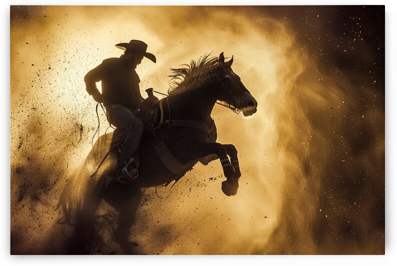 Rodeo 01 Cowboy and Bucking Horse by Matthias Hauser