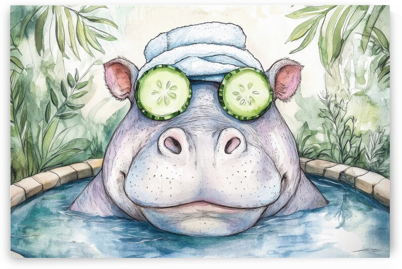 Funny Spa Day Hippo by Matthias Hauser
