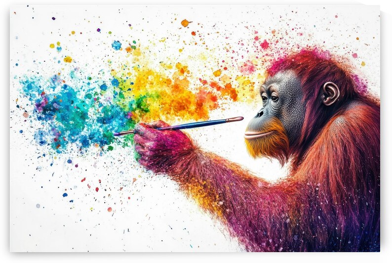 Creative Orangutan Painting the Rainbow of Imagination by Matthias Hauser