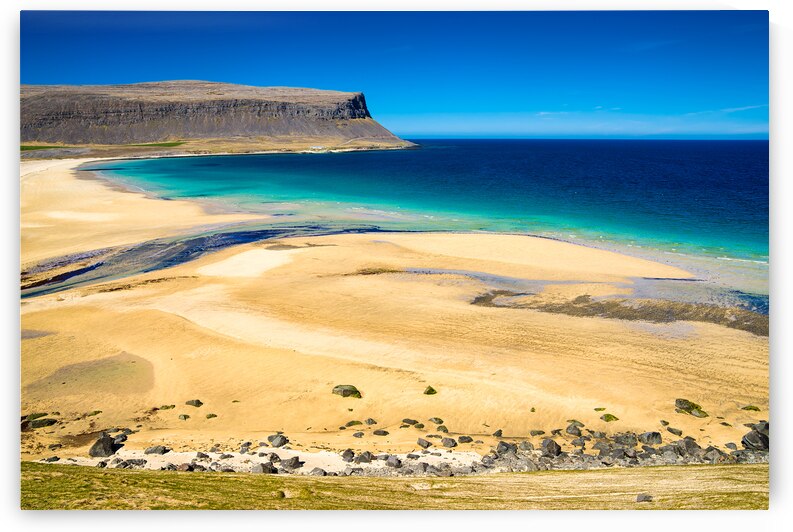 Golden sand beach in Iceland Westfjords by Matthias Hauser