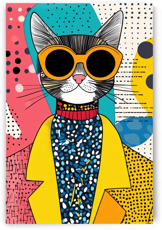 Cat in Vibrant Sunglasses Pop Art by Matthias Hauser