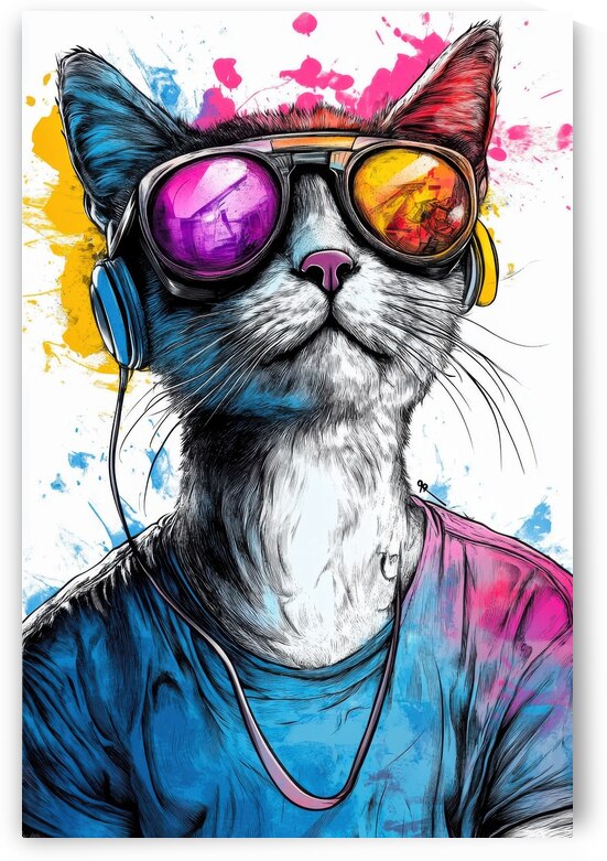 Retro Cat Vibes - Neon Beats by Matthias Hauser