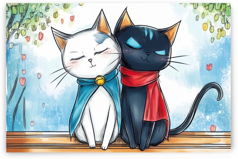 Adorable Cat Couple in Harmony by Matthias Hauser