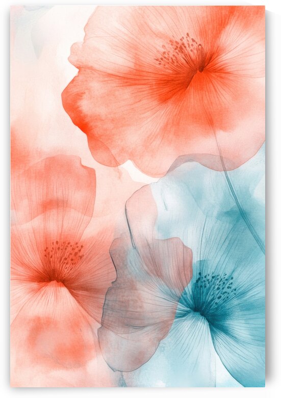 Delicate Bloom Coral and Teal by Matthias Hauser