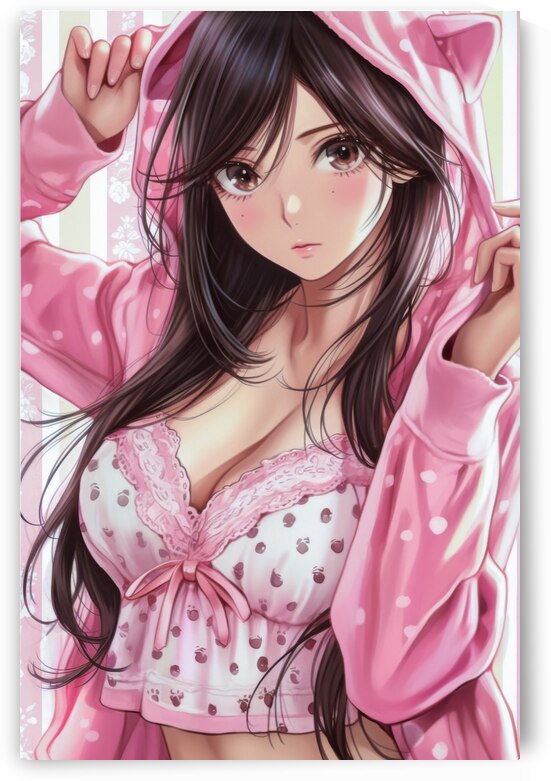 Pink Anime Girl - Polka Dot Elegance by Matthias Hauser