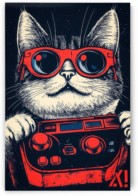 Retro Gamer Cat with Cool Glasses by Matthias Hauser