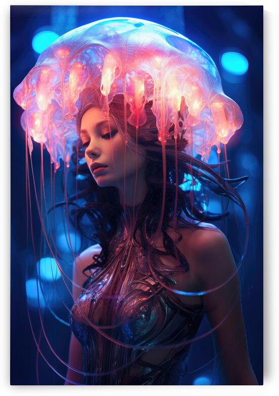 Jellyfish Cyberpunk Woman 02 Blue and Pink by Matthias Hauser