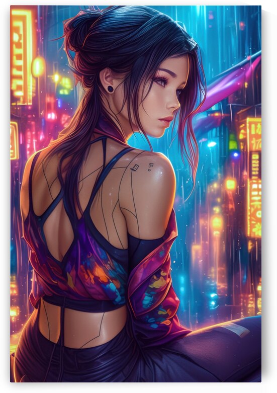 Cyberpunk Woman in the City - Neon Dreams by Matthias Hauser