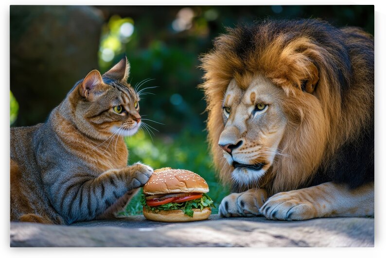 Cat and Lion and a Burger by Matthias Hauser