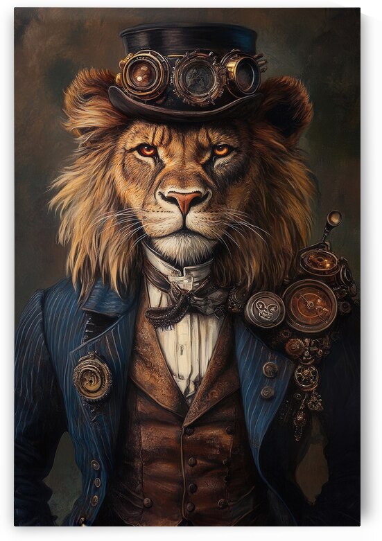 Steampunk Lion - Regal Inventor of Time by Matthias Hauser