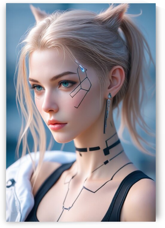 Female Cyber Guardian - Neon Serenity by Matthias Hauser