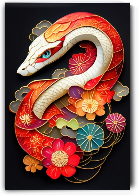 Floral Snake Paper-Cut Style by Matthias Hauser