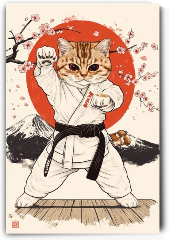 Cute Karate Cat - Warrior Spirit by Matthias Hauser