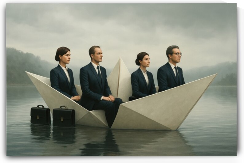 Business Adrift - Surreal Paper Boat Journey by Matthias Hauser