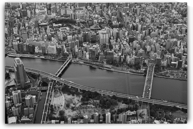 Tokyo in Monochrome - Aerial View over the Sumida River by Matthias Hauser