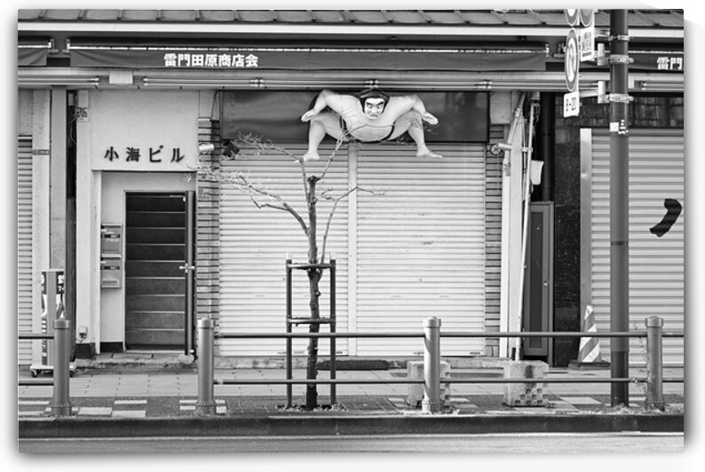 Sumo Street Scene - Tokyo in Black and White by Matthias Hauser