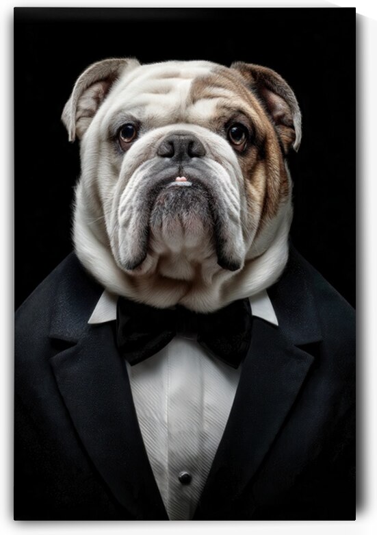 Well-Dressed Stoic Bulldog - Formal and Fierce by Matthias Hauser