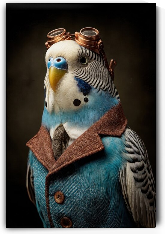 Steampunk Budgie - Dapper Bird Inventor by Matthias Hauser
