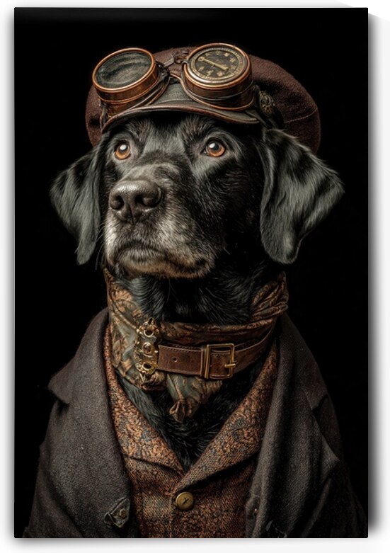 Steampunk Labrador Gentleman - Portrait of a Dapper Dog by Matthias Hauser