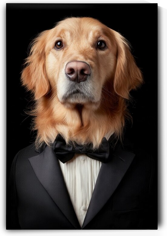 Well-Dressed Golden Retriever - Dapper Dog Portrait by Matthias Hauser