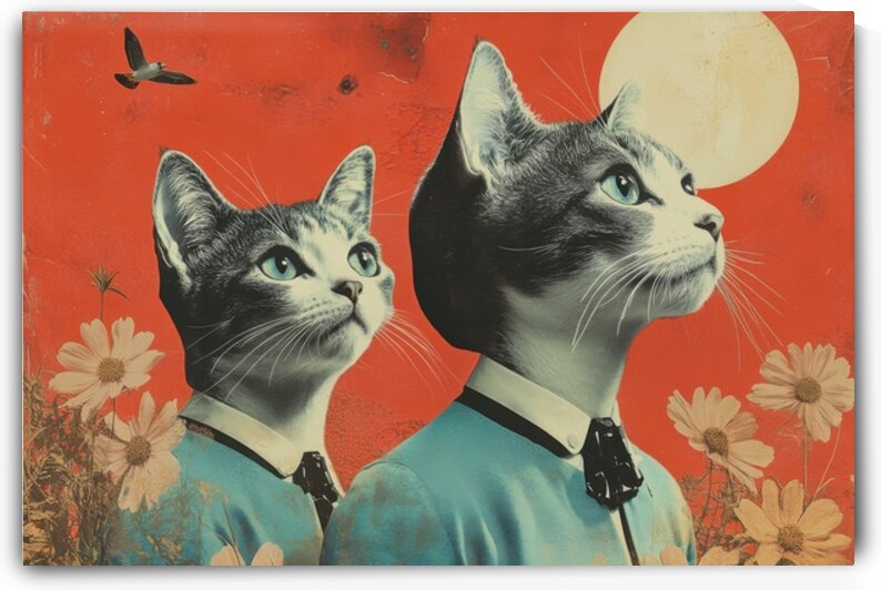 Two Cats - Surreal Collage by Matthias Hauser